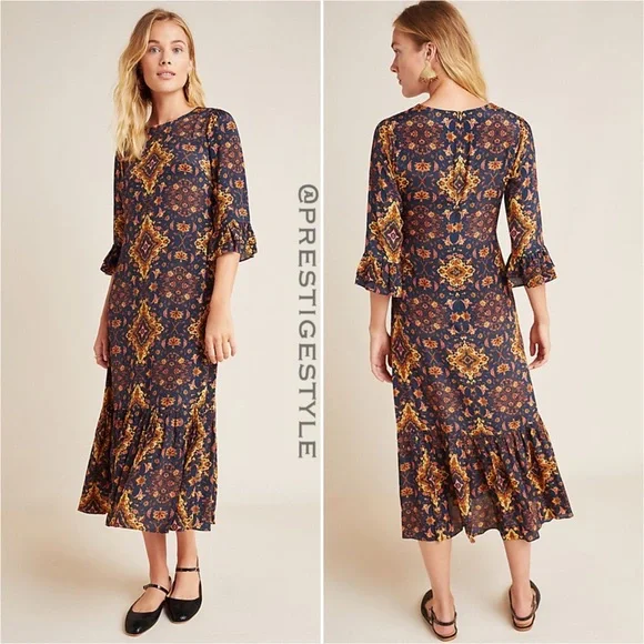 ANTHROPOLOGIE Kachel Tiburon Ruffled Maxi Dress - Picture 3 of 16